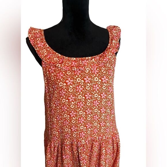 ANN TAYLOR FLORAL PINK/RED/ORANGE MAXI SPRING/SUMMER GIRLY DRESS WOMENS SIZE M - Picture 8 of 11